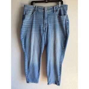 Old Navy OG Straight High Rise Built-In Warm Jeans Womens 18 Petite Blue Denim